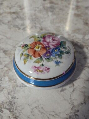 Vintage Floral Limoges France Porcelain Jewelry Trinket Box/Lidded Dish